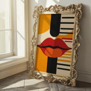 MCM Bold Red Lips Wall Art, Eye-Catching Minimalistic & Mid Century Modern Art Print for Retro Decor, Perfect Gift for Home or Gallery Display - photo #6