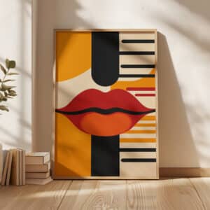 MCM Bold Red Lips Wall Art, Eye-Catching Minimalistic & Mid Century Modern Art Print for Retro Decor, Perfect Gift for Home or Gallery Display - photo #8