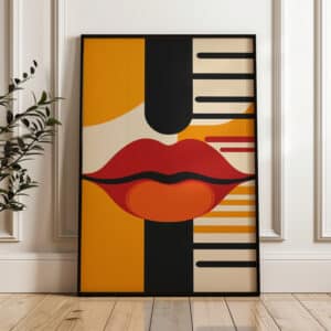 MCM Bold Red Lips Wall Art, Eye-Catching Minimalistic & Mid Century Modern Art Print for Retro Decor, Perfect Gift for Home or Gallery Display - photo #5
