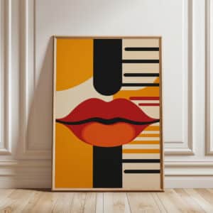 MCM Bold Red Lips Wall Art, Eye-Catching Minimalistic & Mid Century Modern Art Print for Retro Decor, Perfect Gift for Home or Gallery Display - photo #3