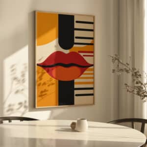 MCM Bold Red Lips Wall Art, Eye-Catching Minimalistic & Mid Century Modern Art Print for Retro Decor, Perfect Gift for Home or Gallery Display - photo #4