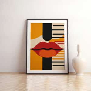 MCM Bold Red Lips Wall Art, Eye-Catching Minimalistic & Mid Century Modern Art Print for Retro Decor, Perfect Gift for Home or Gallery Display - photo #13