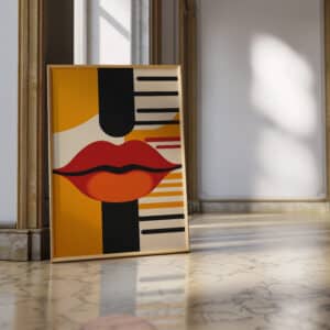 MCM Bold Red Lips Wall Art, Eye-Catching Minimalistic & Mid Century Modern Art Print for Retro Decor, Perfect Gift for Home or Gallery Display - photo #7