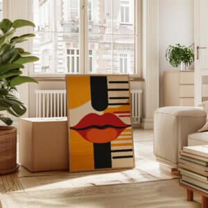 MCM Bold Red Lips Wall Art, Eye-Catching Minimalistic & Mid Century Modern Art Print for Retro Decor, Perfect Gift for Home or Gallery Display - photo #14