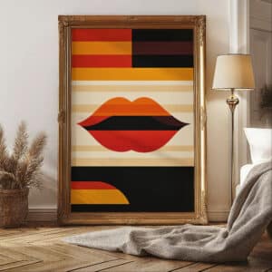 Geometric Lips in Style Bauhaus Art Print, Vibrant MCM Modern Wall Decor for Mid-Century Enthusiasts, Perfect Home Decor Gift for Art Lovers - photo #3