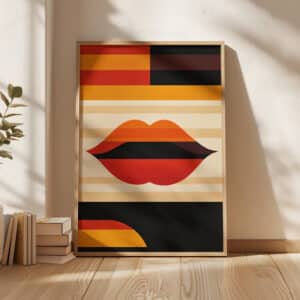 Geometric Lips in Style Bauhaus Art Print, Vibrant MCM Modern Wall Decor for Mid-Century Enthusiasts, Perfect Home Decor Gift for Art Lovers - photo #4