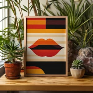 Geometric Lips in Style Bauhaus Art Print, Vibrant MCM Modern Wall Decor for Mid-Century Enthusiasts, Perfect Home Decor Gift for Art Lovers - photo #5