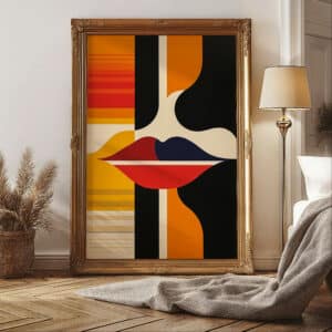 Abstract Lips Bauhaus-Inspired Wall Art, Stylish MCM Geometric Print Artwork for Adding Flair to Modern Home Walls, Ideal Gift for Art Collectors - photo #2
