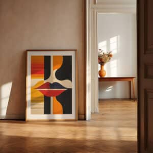Abstract Lips Bauhaus-Inspired Wall Art, Stylish MCM Geometric Print Artwork for Adding Flair to Modern Home Walls, Ideal Gift for Art Collectors - photo #10