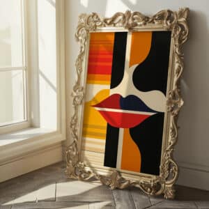 Abstract Lips Bauhaus-Inspired Wall Art, Stylish MCM Geometric Print Artwork for Adding Flair to Modern Home Walls, Ideal Gift for Art Collectors - photo #9