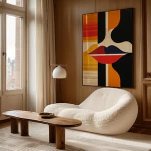 Abstract Lips Bauhaus-Inspired Wall Art, Stylish MCM Geometric Print Artwork for Adding Flair to Modern Home Walls, Ideal Gift for Art Collectors - photo #8
