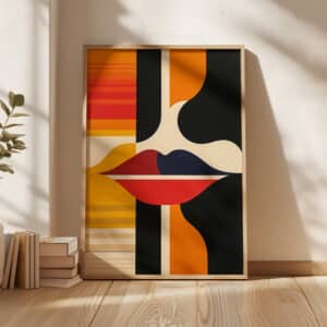 Abstract Lips Bauhaus-Inspired Wall Art, Stylish MCM Geometric Print Artwork for Adding Flair to Modern Home Walls, Ideal Gift for Art Collectors - photo #7