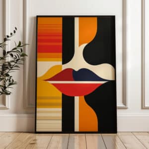 Abstract Lips Bauhaus-Inspired Wall Art, Stylish MCM Geometric Print Artwork for Adding Flair to Modern Home Walls, Ideal Gift for Art Collectors - photo #6