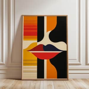 Abstract Lips Bauhaus-Inspired Wall Art, Stylish MCM Geometric Print Artwork for Adding Flair to Modern Home Walls, Ideal Gift for Art Collectors - photo #4