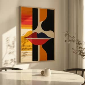 Abstract Lips Bauhaus-Inspired Wall Art, Stylish MCM Geometric Print Artwork for Adding Flair to Modern Home Walls, Ideal Gift for Art Collectors - photo #3