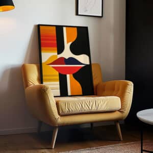 Abstract Lips Bauhaus-Inspired Wall Art, Stylish MCM Geometric Print Artwork for Adding Flair to Modern Home Walls, Ideal Gift for Art Collectors - photo #1