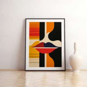 Abstract Lips Bauhaus-Inspired Wall Art, Stylish MCM Geometric Print Artwork for Adding Flair to Modern Home Walls, Ideal Gift for Art Collectors - photo #11