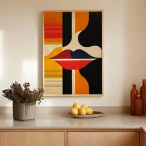 Abstract Lips Bauhaus-Inspired Wall Art, Stylish MCM Geometric Print Artwork for Adding Flair to Modern Home Walls, Ideal Gift for Art Collectors - photo #13