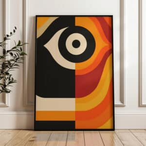 Watching Eye Bauhaus-Inspired Framed Art, Unique Geometric Print Wall Decor for Modern and Retro Spaces, Perfect Home Gift for Art Lovers