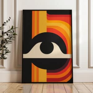 Abstract Geometric Eye MCM Bauhaus Inspired Art Print, Unique Minimalistic Wall Decor Perfect for Art Lovers and Mid-Century Modern Homes