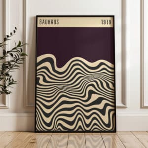 Deep Plum Bauhaus Inspired Wall Art, Geometric Art Print for Mid Century Modern Decor, Perfect Gift for Art Lovers and Home Decor Enthusiasts