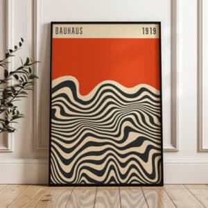 MCM Burnt Orange Bauhaus 1919 Style Print, Retro Geometric Art for Contemporary Spaces, Ideal Gift for Art Lovers and Modern Home Designers