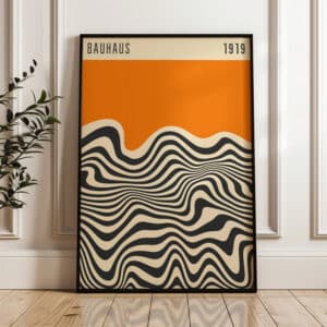 MCM Tangerine Bauhaus 1919 Inspired Artwork, Retro Geometric Wall Art Print to Elevate Mid-Century Modern Space, Perfect for Gifting