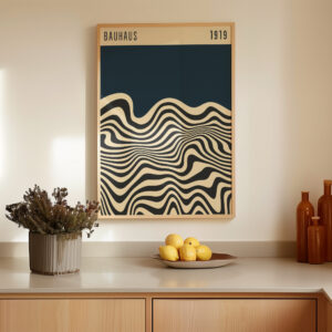 Deep Slate Blue Bauhaus Inspired Wall Art, MCM Geometric Modern Print for Minimalist Decor, Perfect Retro Style Home Gift for Art Lovers - photo #12
