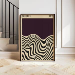 Deep Plum Bauhaus 1919 Inspired Print Wall Art, MCM Mid Century Modern Geometric Poster for Abstract Decor Gift for Home Design Lovers