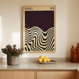 Deep Plum Bauhaus 1919 Inspired Print Wall Art, MCM Mid Century Modern Geometric Poster for Abstract Decor Gift for Home Design Lovers - photo #12