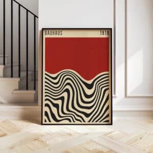 Brick Red Bauhaus MCM Style Print Wall Art, Beautiful Geometric Design for Modern Living Space, Vintage Minimalist Artwork Piece for Decor