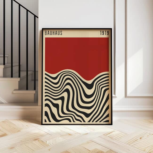Brick Red Bauhaus MCM Style Print Wall Art, Beautiful Geometric Design for Modern Living Space, Vintage Minimalist Artwork Piece for Decor