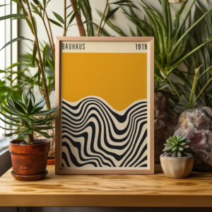 Amber Yellow 1919 Bauhaus Style Wall Art, Mid Century Modern Design for Stylish Geometric Home Decor, Unique Gift for Art Enthusiasts - photo #3