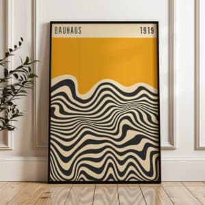 Amber Yellow 1919 Bauhaus Style Wall Art, Mid Century Modern Design for Stylish Geometric Home Decor, Unique Gift for Art Enthusiasts