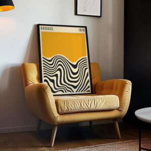 Amber Yellow 1919 Bauhaus Style Wall Art, Mid Century Modern Design for Stylish Geometric Home Decor, Unique Gift for Art Enthusiasts - photo #4