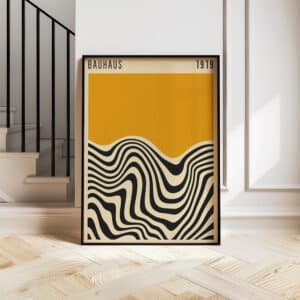 Amber Yellow Bauhaus 1919 Wall Art, Minimalistic Geometric Print Design for Vintage Style Living Spaces, Perfect Home Decor Gift