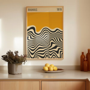 Amber Yellow 1919 Bauhaus Style Wall Art, Mid Century Modern Design for Stylish Geometric Home Decor, Unique Gift for Art Enthusiasts - photo #12