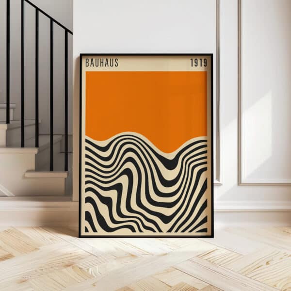 Tangerine Bauhaus 1919 Inspired Print, Vintage Poster Wall Art for Mid Century Decor, Unique Gift for Home Decorators