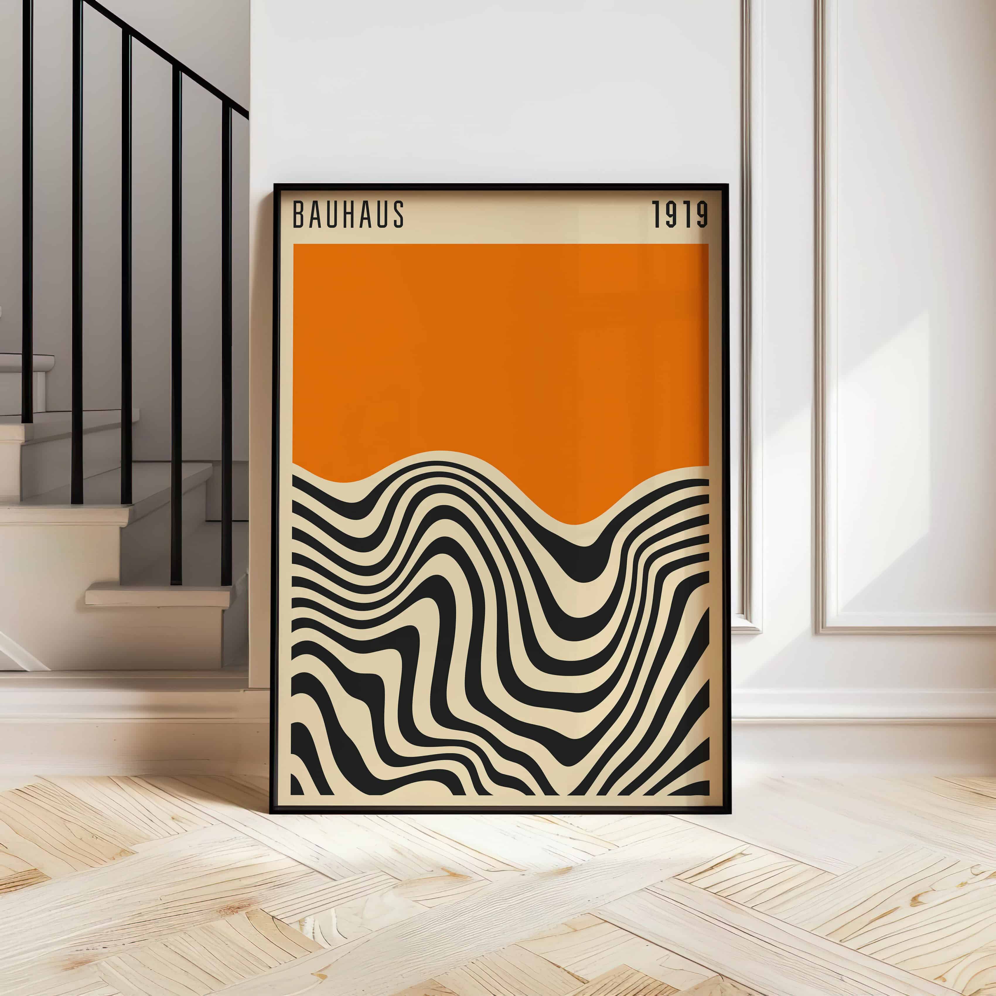 Tangerine Bauhaus 1919 Inspired Print, Vintage Poster Wall Art for Mid Century Decor, Unique Gift for Home Decorators