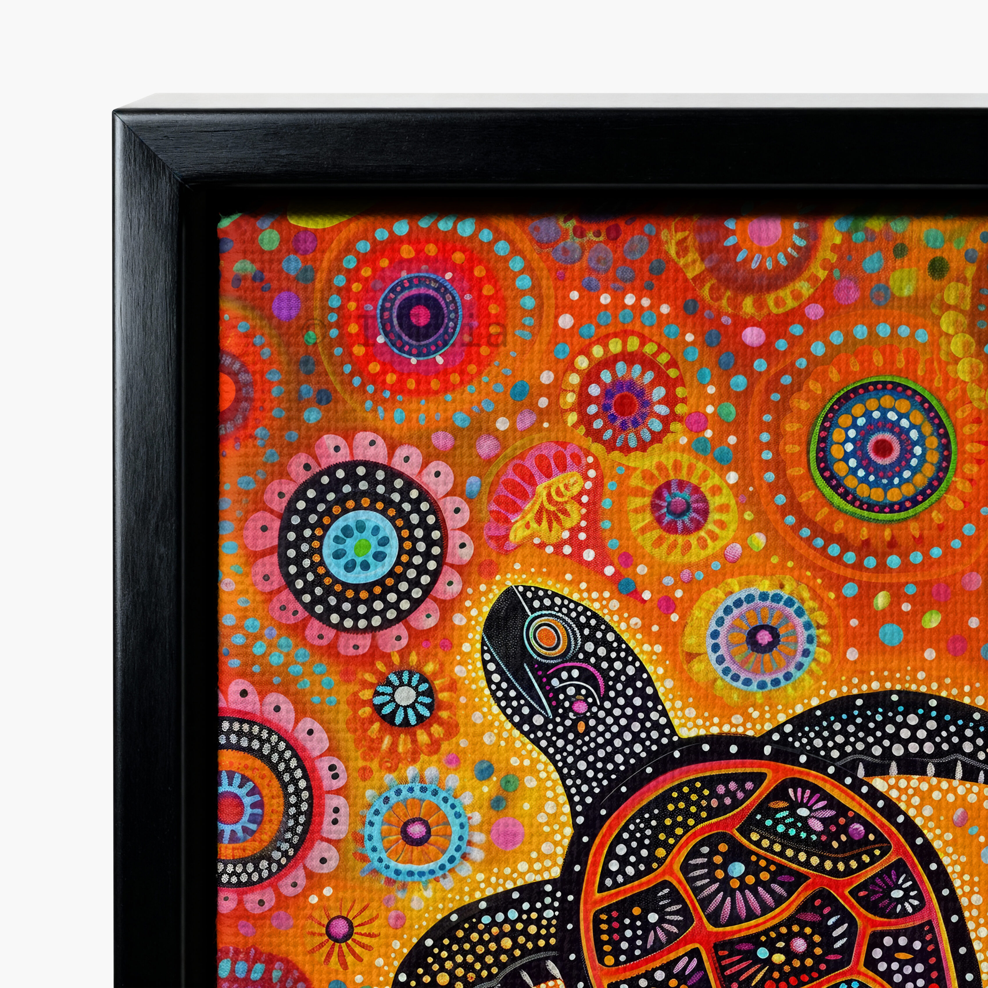 Whimsical Turtle Canvas in Aboriginal Dot Painting Style – Bold Ocean-Inspired Artwork in Playful Colors for Vibrant Home or Nursery Decor - photo #6