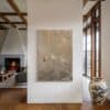 Three Cranes Canvas Wall Art – Japandi-Inspired Minimalist Painting Style Canvas with Gold Texture, Elegant Neutral Tones for Modern Nature Decor