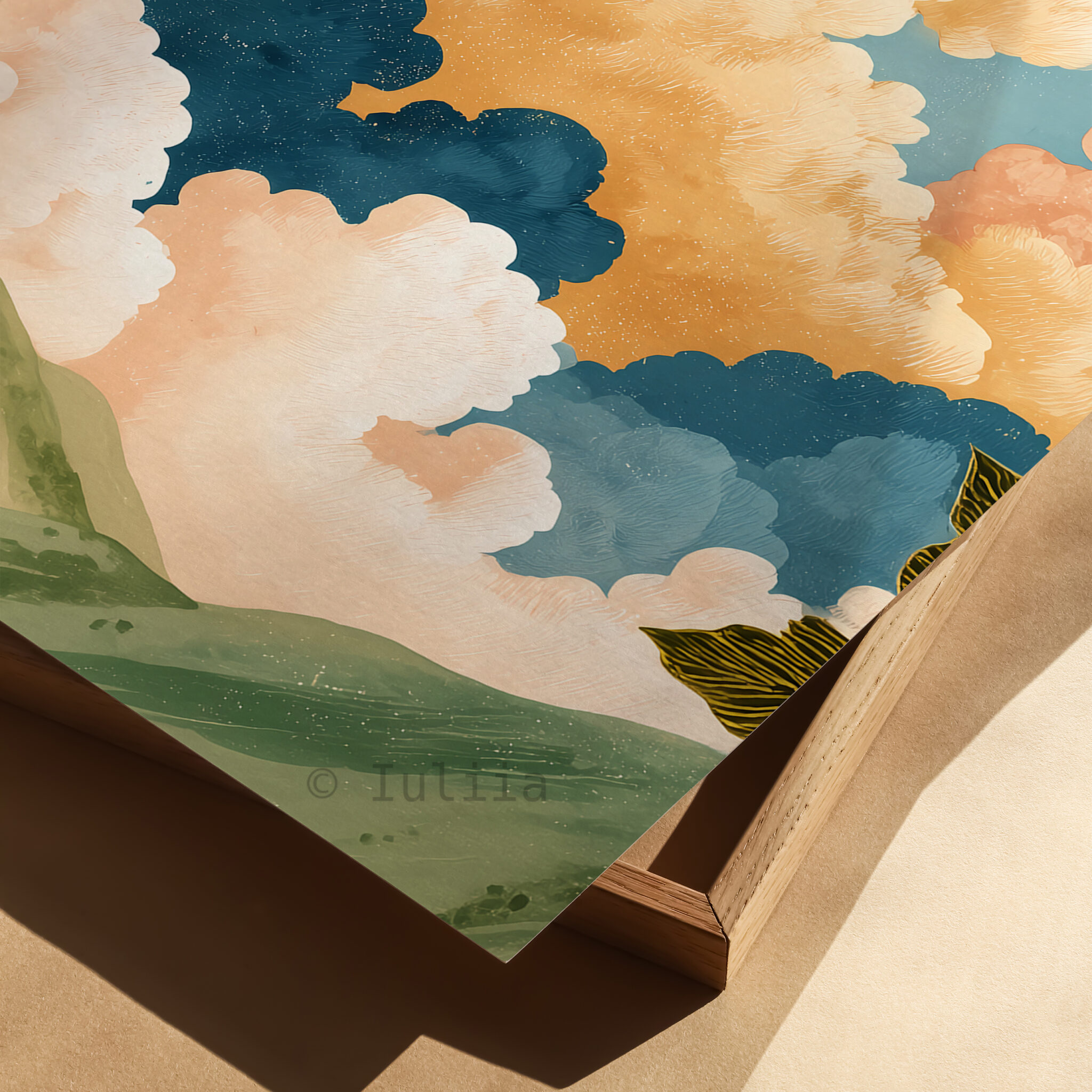 Cloud and Floral Set of 3 Prints – Dreamy 3-Piece Wall Art with Bold Flowers and Colorful Sky, Triptych Modern Nature-Inspired Landscape Artwork - photo #1