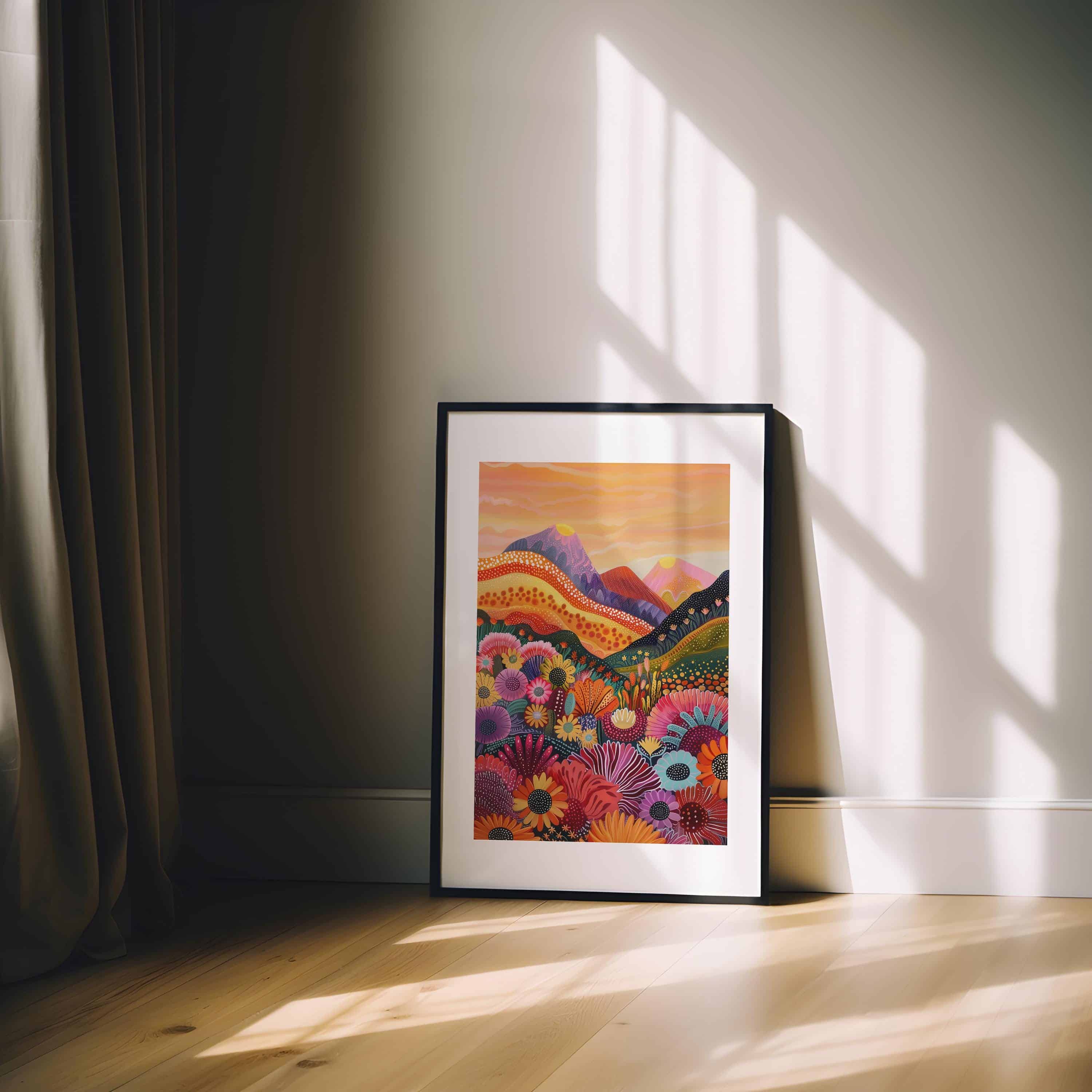 Maximalist Sunset Flower Field Print – Bold Abstract Landscape with Vibrant Florals, Rolling Hills Wall Decor and Colorful Dopamine-Inspired Nature Art - photo #8