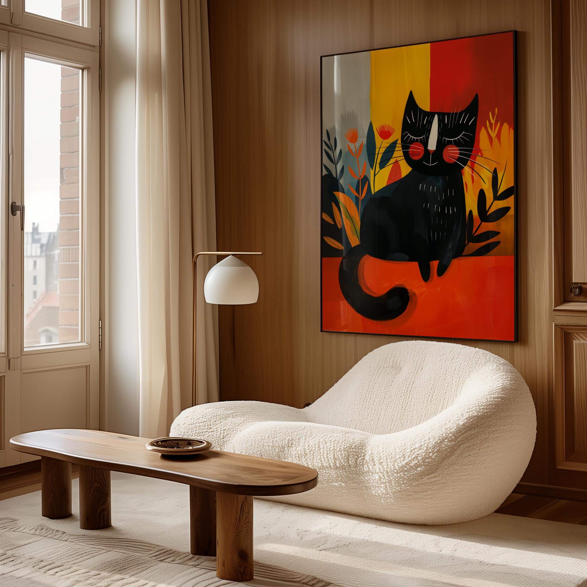Bold Cat Wall Art Print – Whimsical Black Cat in Abstract Colorful Setting Wall Art, Modern Maximalist Animal Decor for Dopamine Interiors - photo #1
