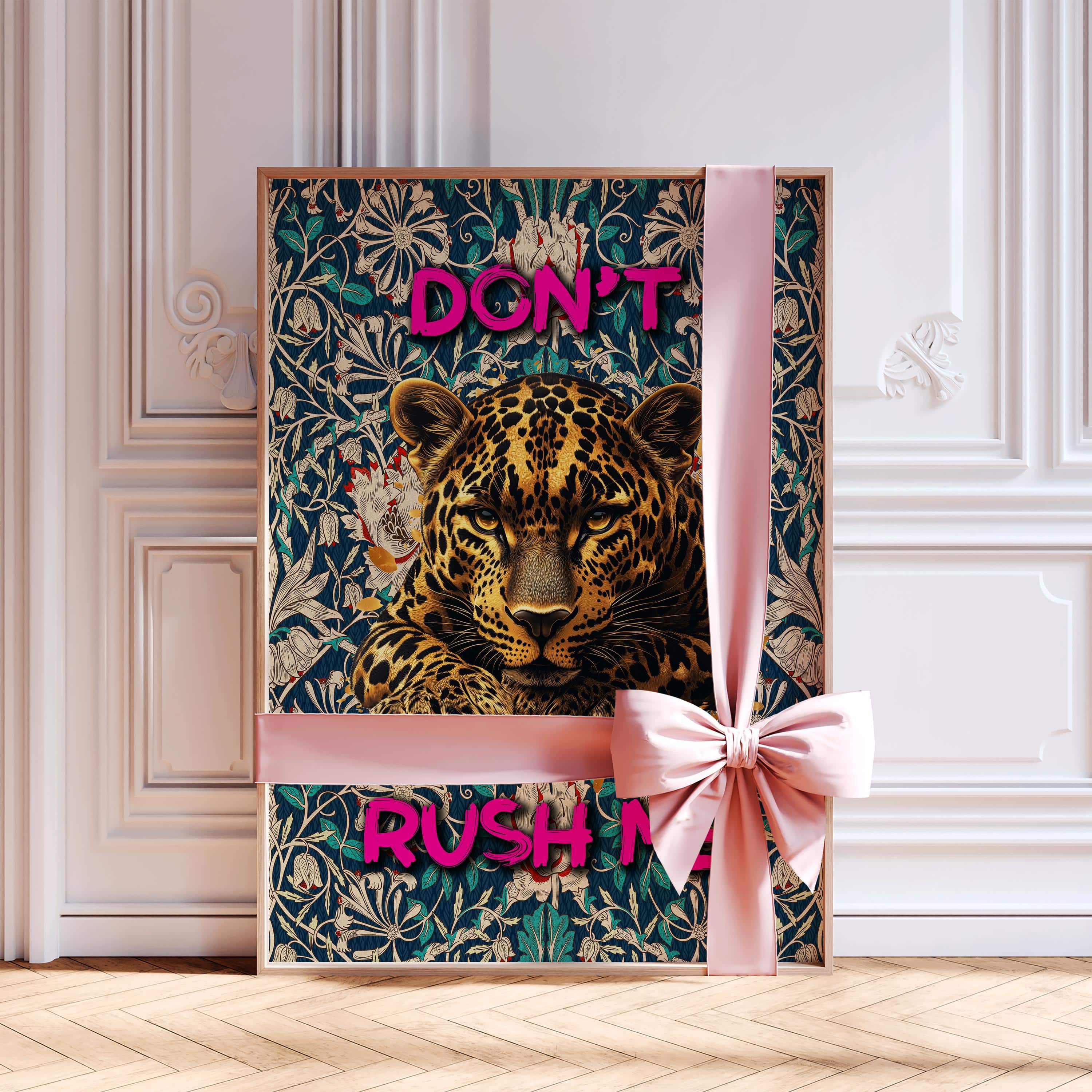 Leopard Wall Art Print – Custom Don’t Rush Me Poster – William Morris Background – Personalized Funny Gift – Bold Jungle Cat Decor for Her - photo #4