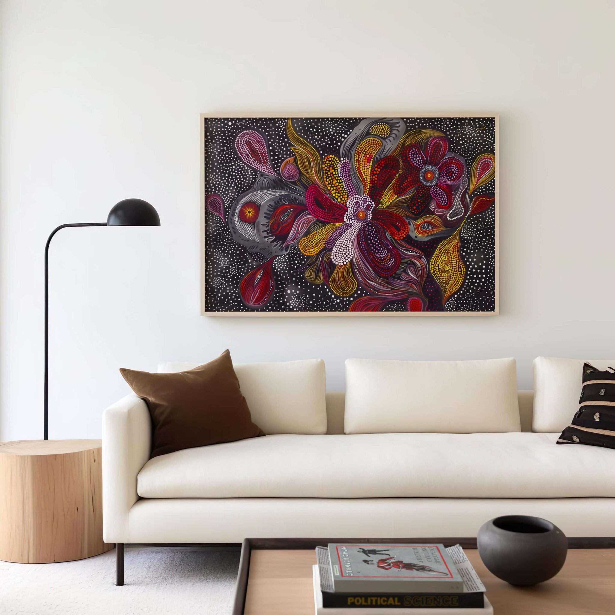 Indigenous Australian Horizontal Poster – Abstract Aboriginal Flower Dot Art Print with Tribal Motifs and Feminine Flow – Dreamtime Decor - photo #3