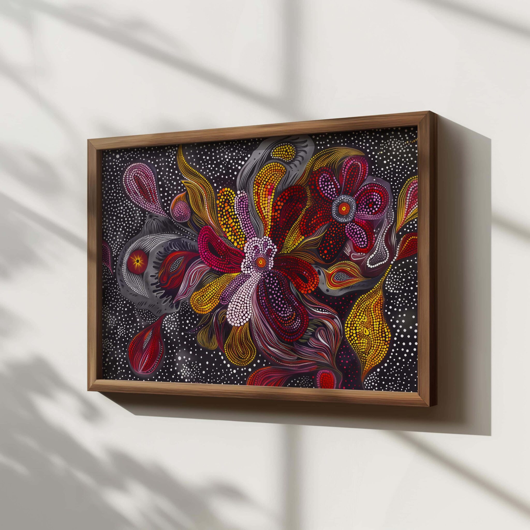 Indigenous Australian Horizontal Poster – Abstract Aboriginal Flower Dot Art Print with Tribal Motifs and Feminine Flow – Dreamtime Decor - photo #2