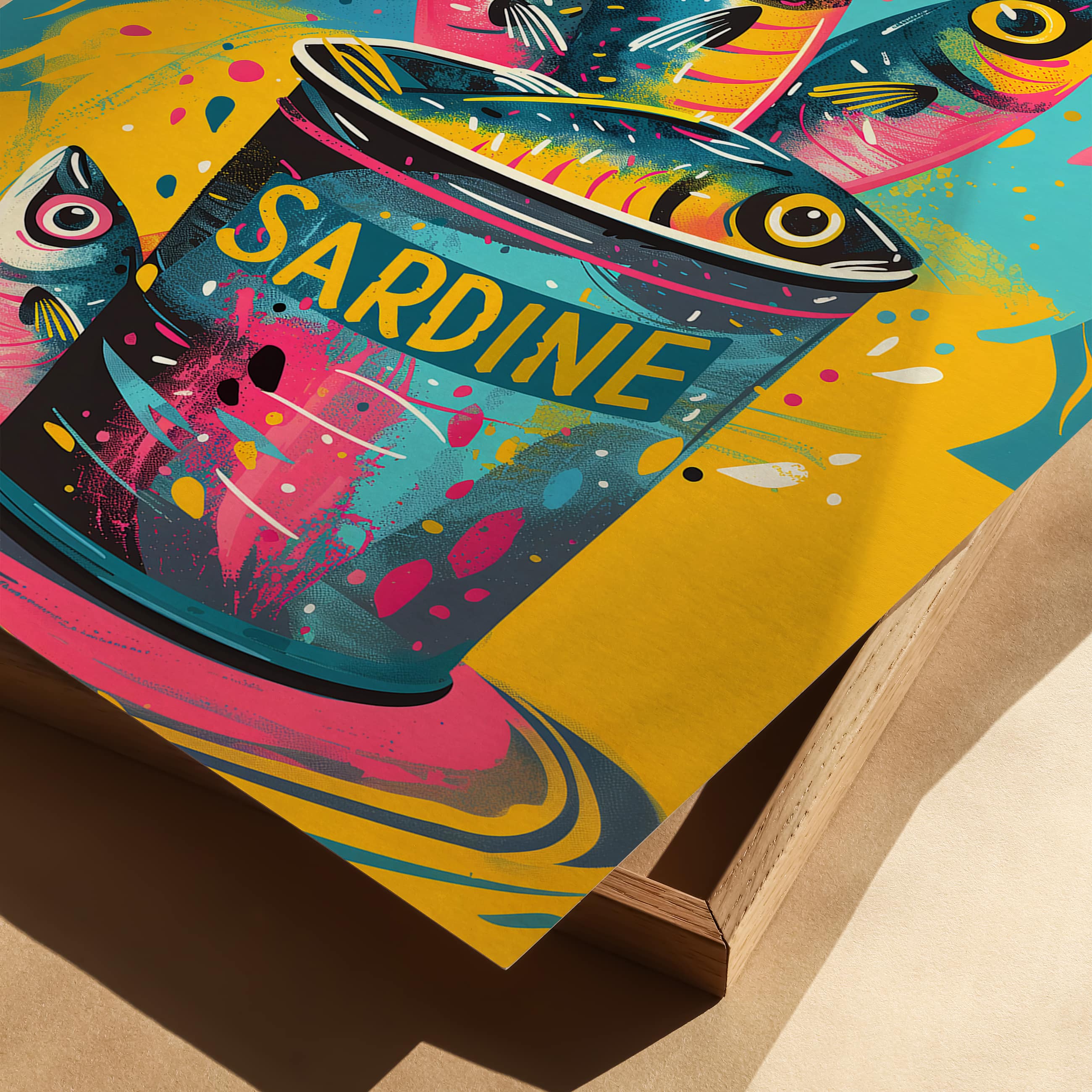 Colorful Sardine Pop Art Print, Dopamine Decor Wall Poster for Maximalist Kitchen, Café or Coastal Dining Room, Bold Graphic Food Illustration - photo #1