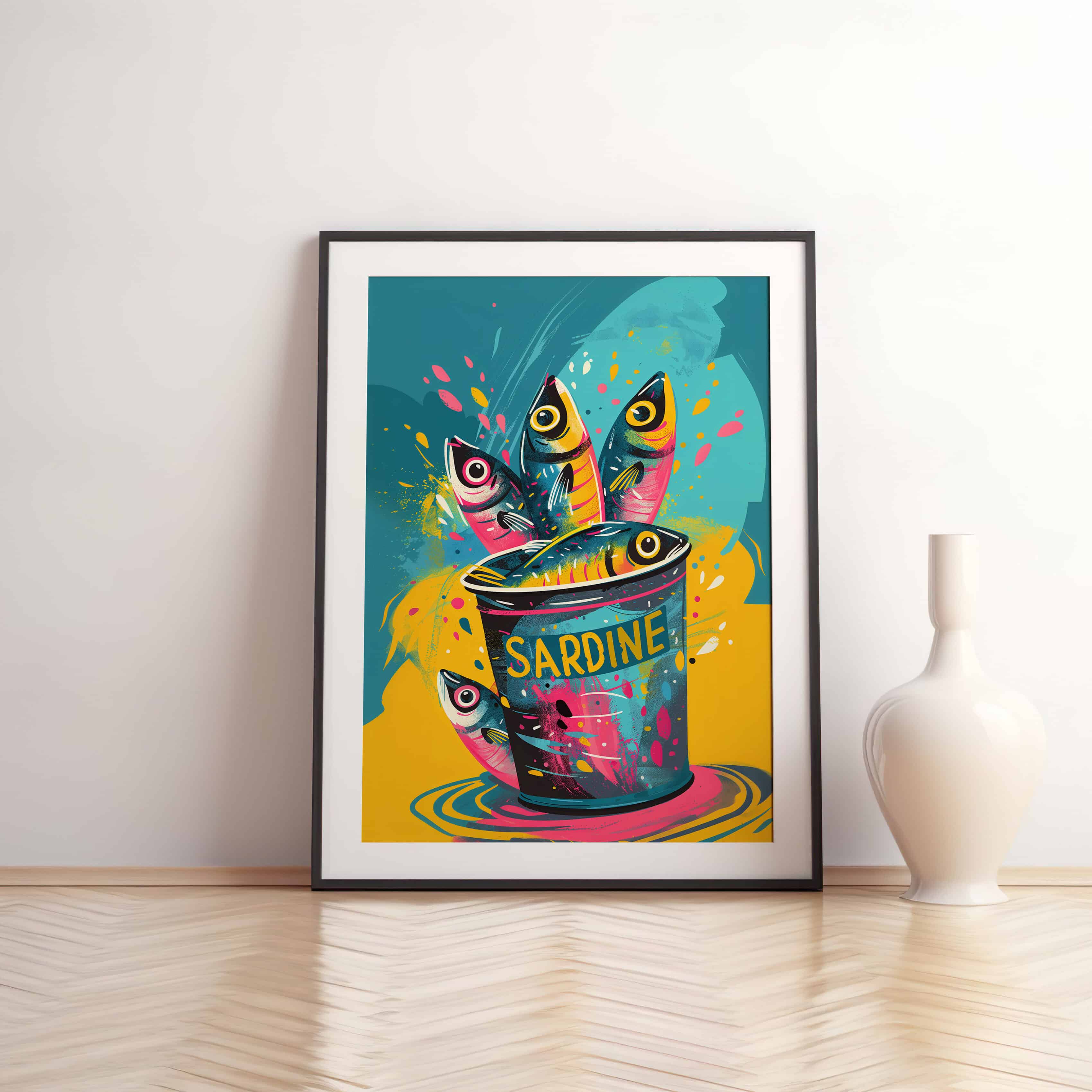 Colorful Sardine Pop Art Print, Dopamine Decor Wall Poster for Maximalist Kitchen, Café or Coastal Dining Room, Bold Graphic Food Illustration - photo #11