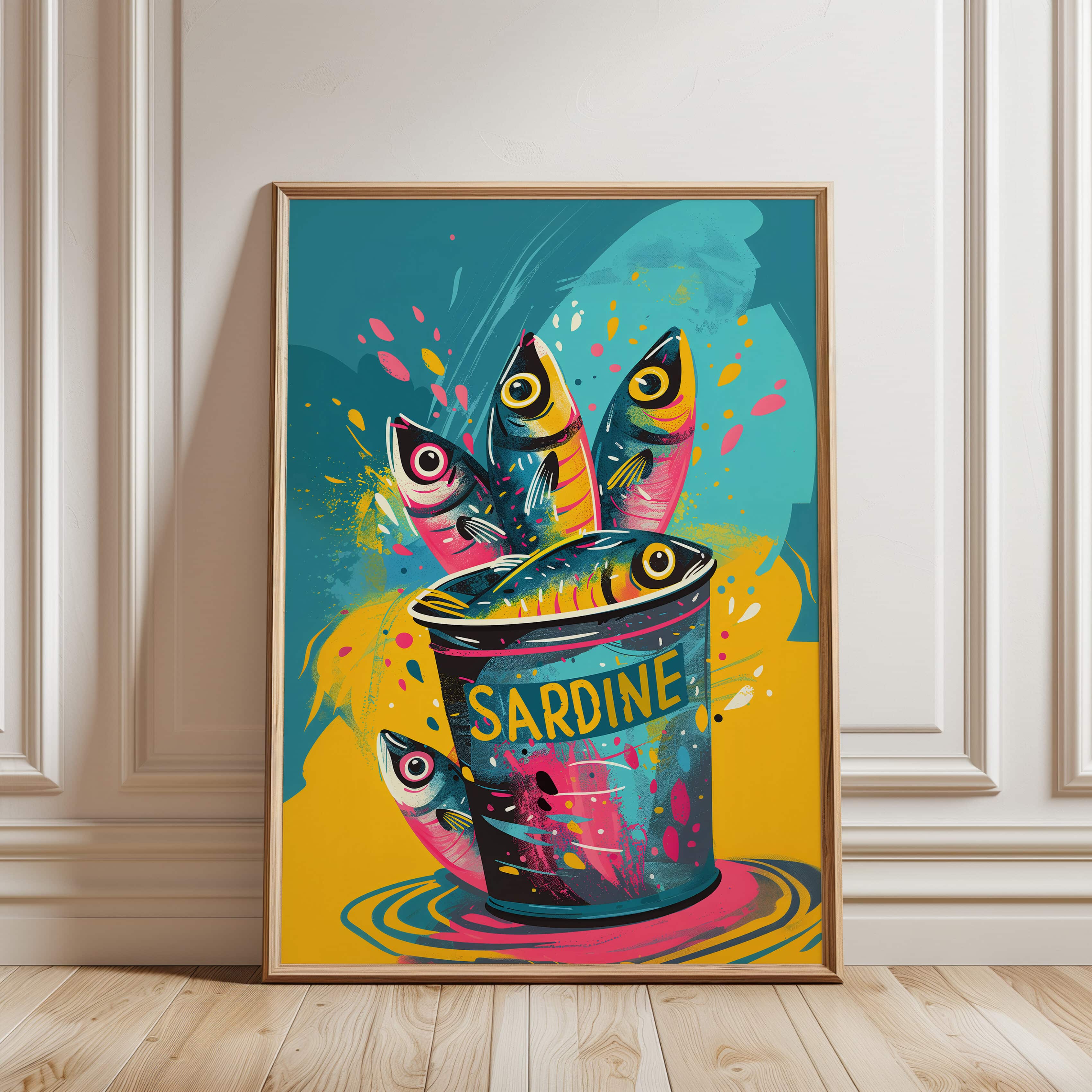 Colorful Sardine Pop Art Print, Dopamine Decor Wall Poster for Maximalist Kitchen, Café or Coastal Dining Room, Bold Graphic Food Illustration - photo #10